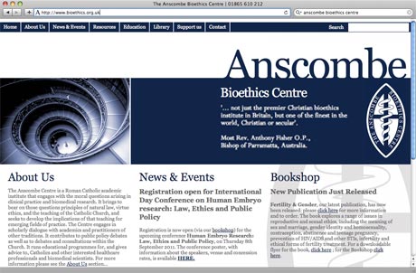 The Anscombe Bioethics Centre Website